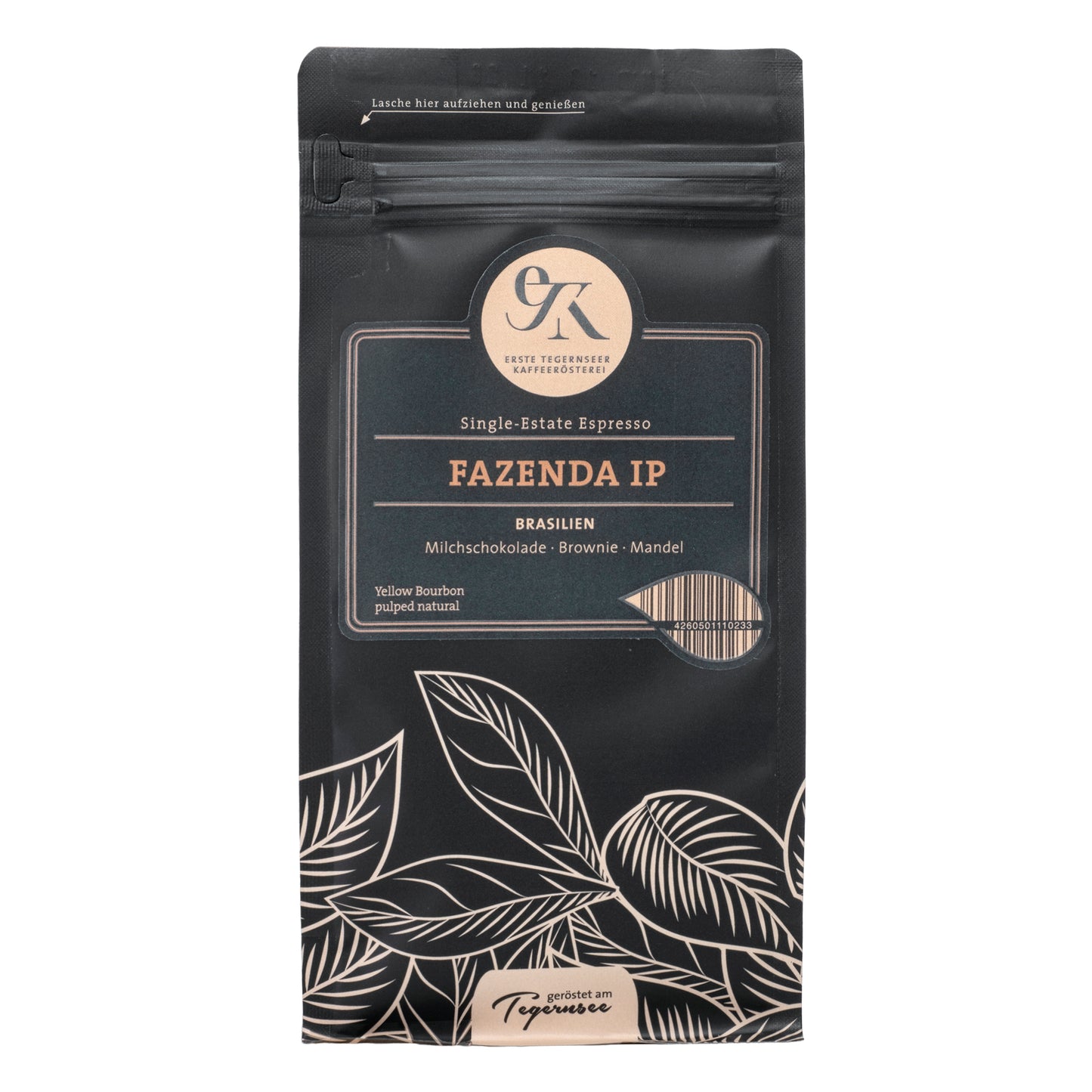 Single-Estate Espresso Fazenda IP aus Brasilien von der Ersten Tegernseer Kaffeerösterei mit feinen Aromen von Milchschokolade, Brownie und Mandel