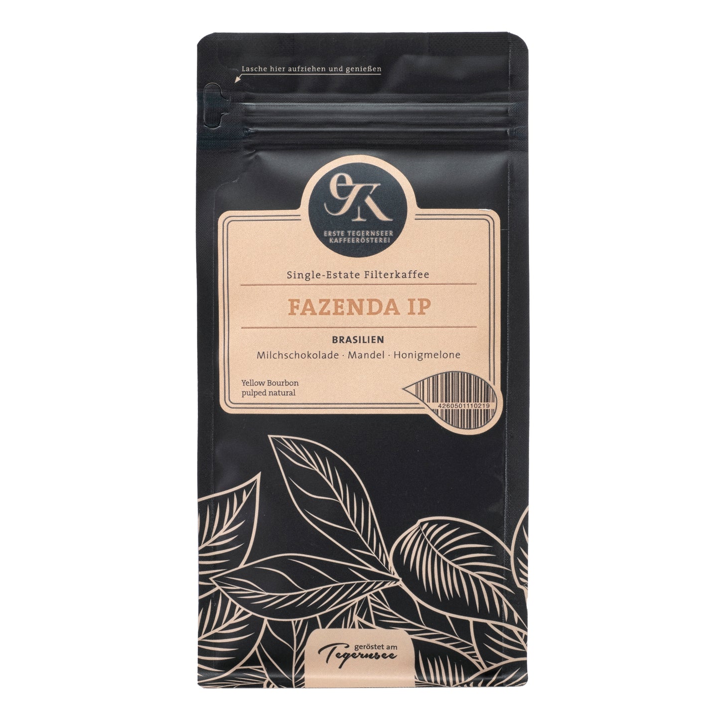 Single-Estate Filterkaffee Fazenda IP aus Brasilien von der Ersten Tegernseer Kaffeerösterei mit Nuancen von Milchschokolade, Mandel und Honigmelone