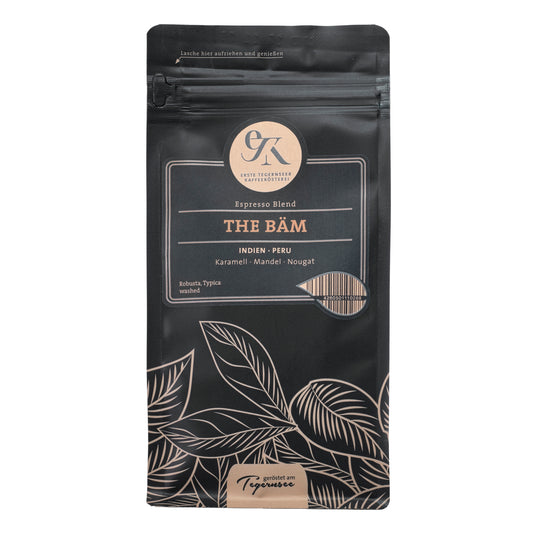 Espresso Blend The Bäm aus Indien und Peru von der Ersten Tegernseer Kaffeerösterei mit Noten von Karamell, Mandel und Nougat