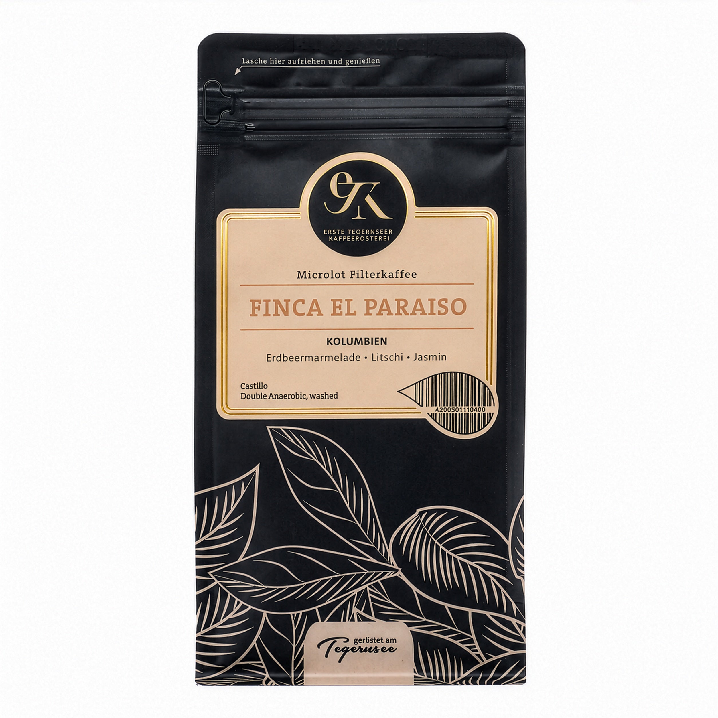 Single Origin Filterkaffee FINCA EL PARAISO aus Kolumbien von der Ersten Tegernseer Kaffeerösterei mit Noten von Erdbeermarmelade, Litschi und Jasmin