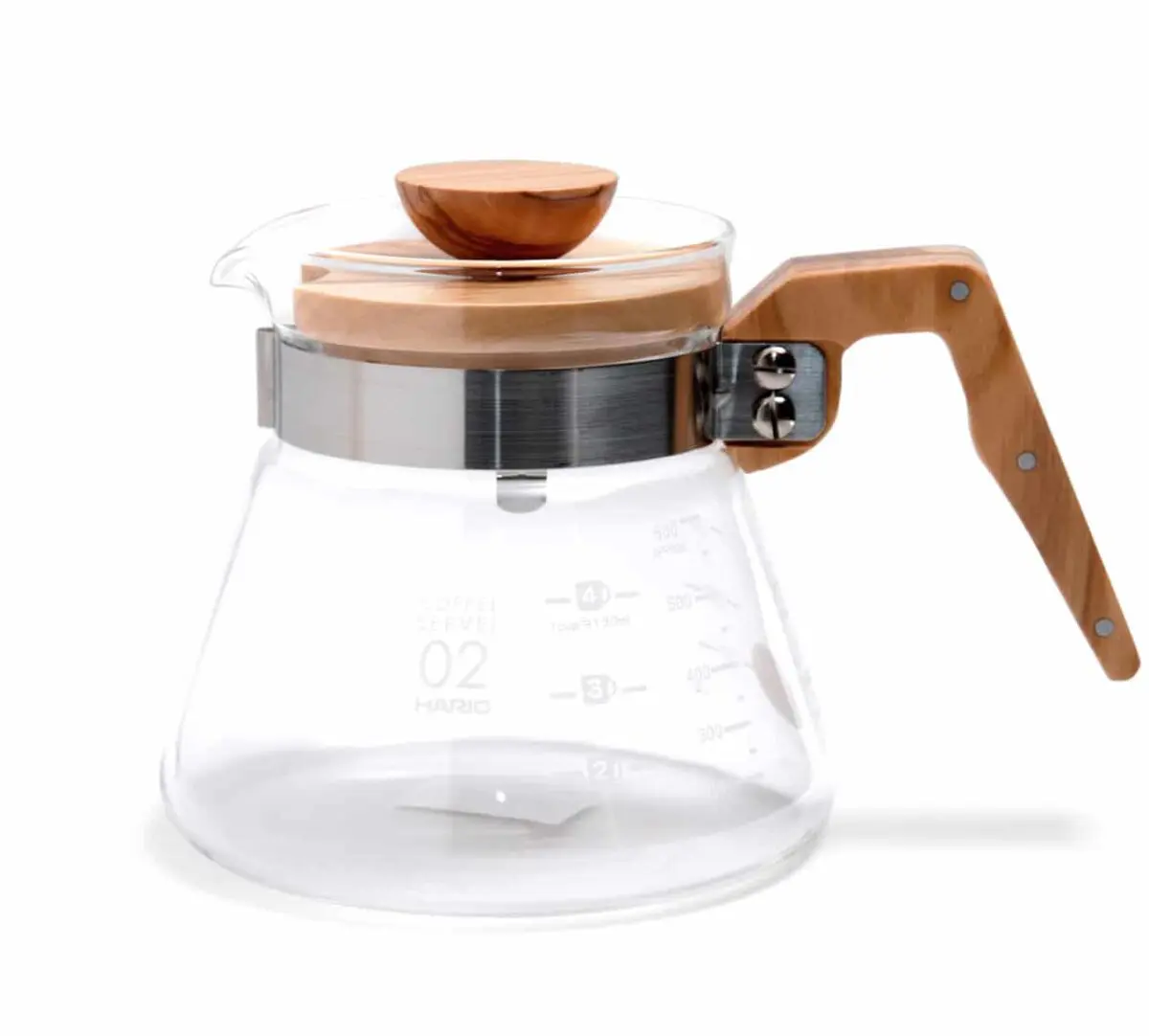 Hario Glaskanne mit Deckel Olivenholz (600ml)