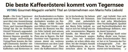 Die beste Kaffeerösterei kommt vom Tegernsee