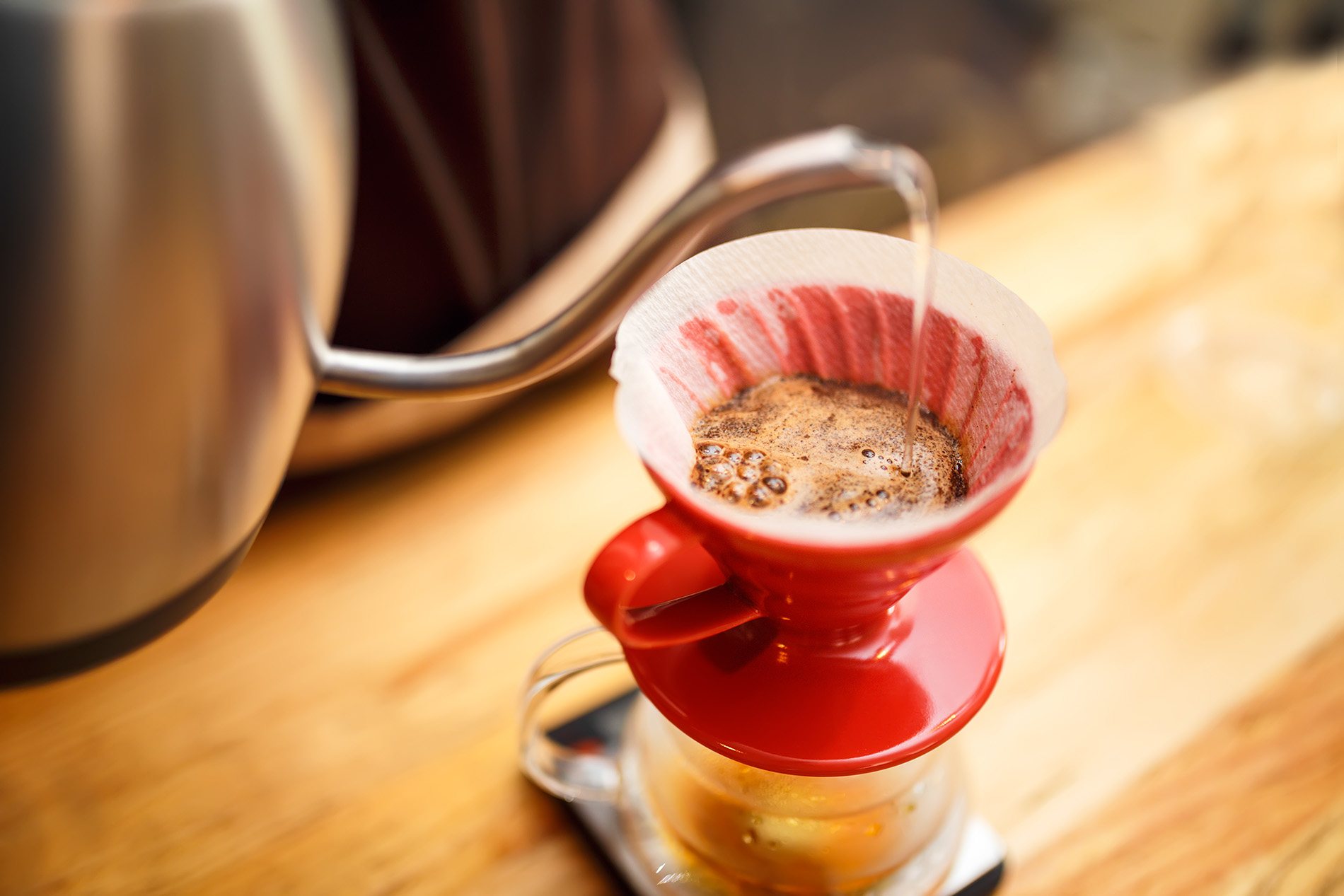 Wassertemperatur und Pour Over